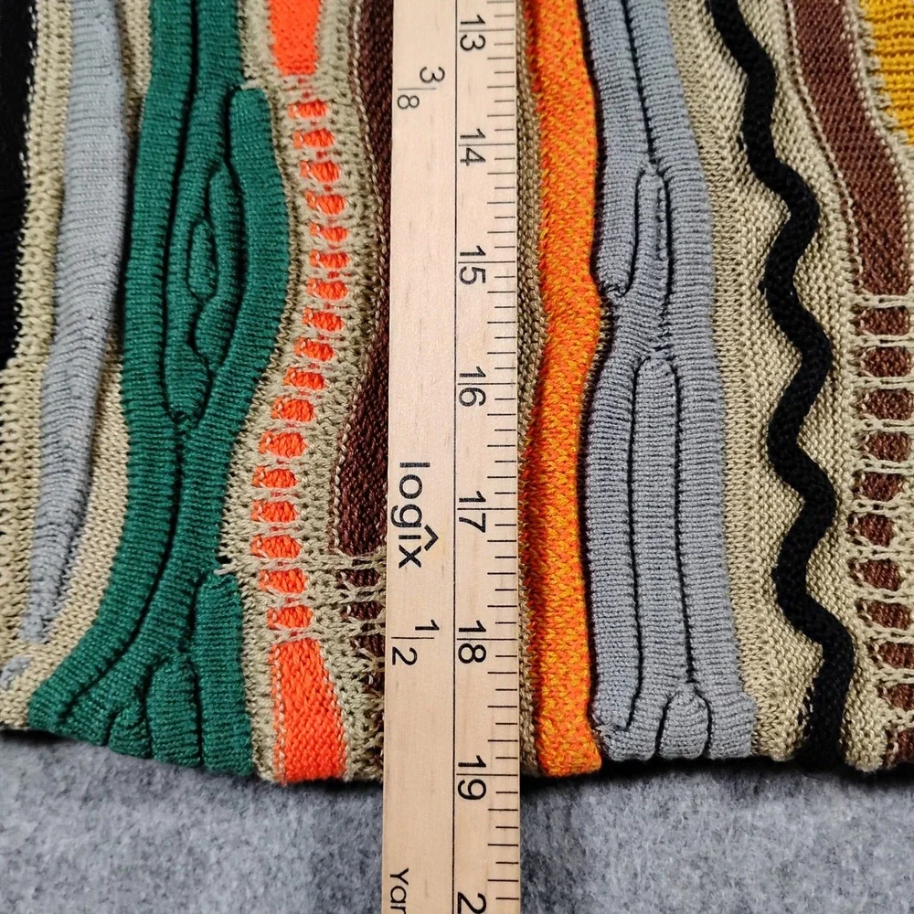 Tundra Mens Vintage 3D Multicolor Mercerized Cotton Knit Cosby Sweater M Cropped